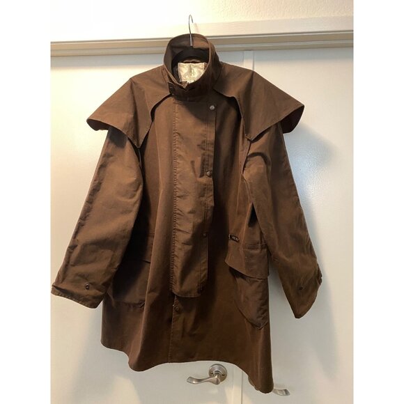 VTG Driza-Bone Riding Coat & Hood Brown Oil Skin Unisex Australia XL - Picture 5 of 16